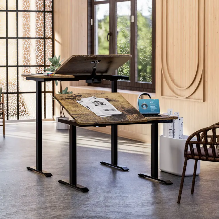 Flip Top Electric Desk Office Furniture Height Adjustable Tables School Student Study Sit Stand Desks