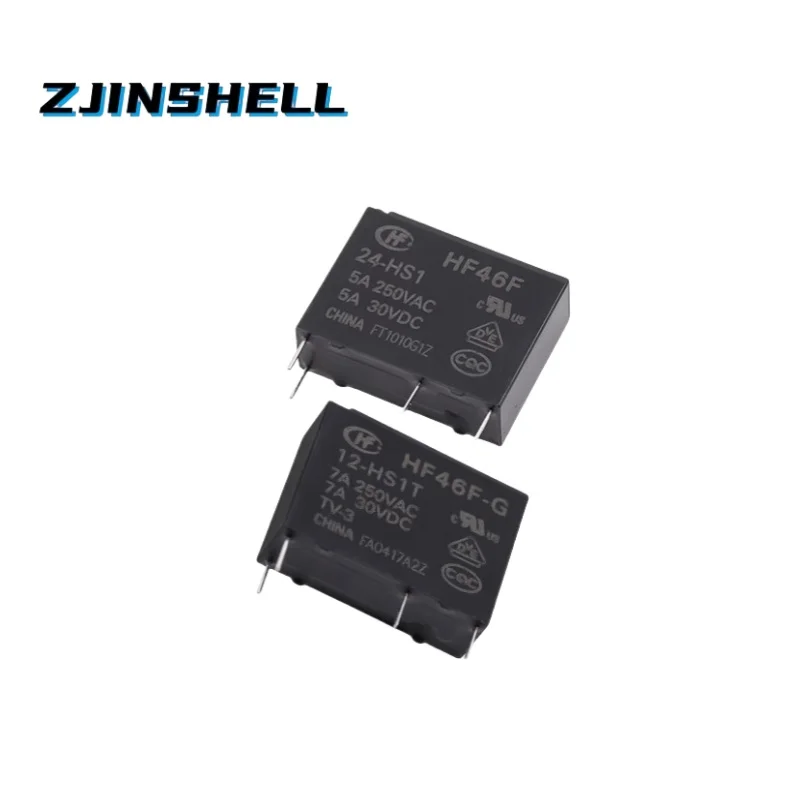 10PCS 5A 4Pin HF46F-5-HS1 HF46F-12-HS1 HF46F-24-HS1 Power Relay A Normally Open 5 12 24 VDC 5A 250VAC