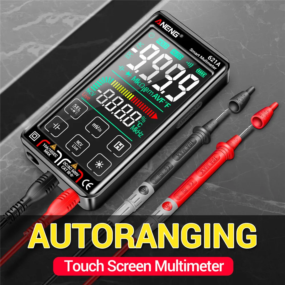Auto Range True RMS AC DC Volt Current Meter ANENG 621A Digital Touch Multimeter
