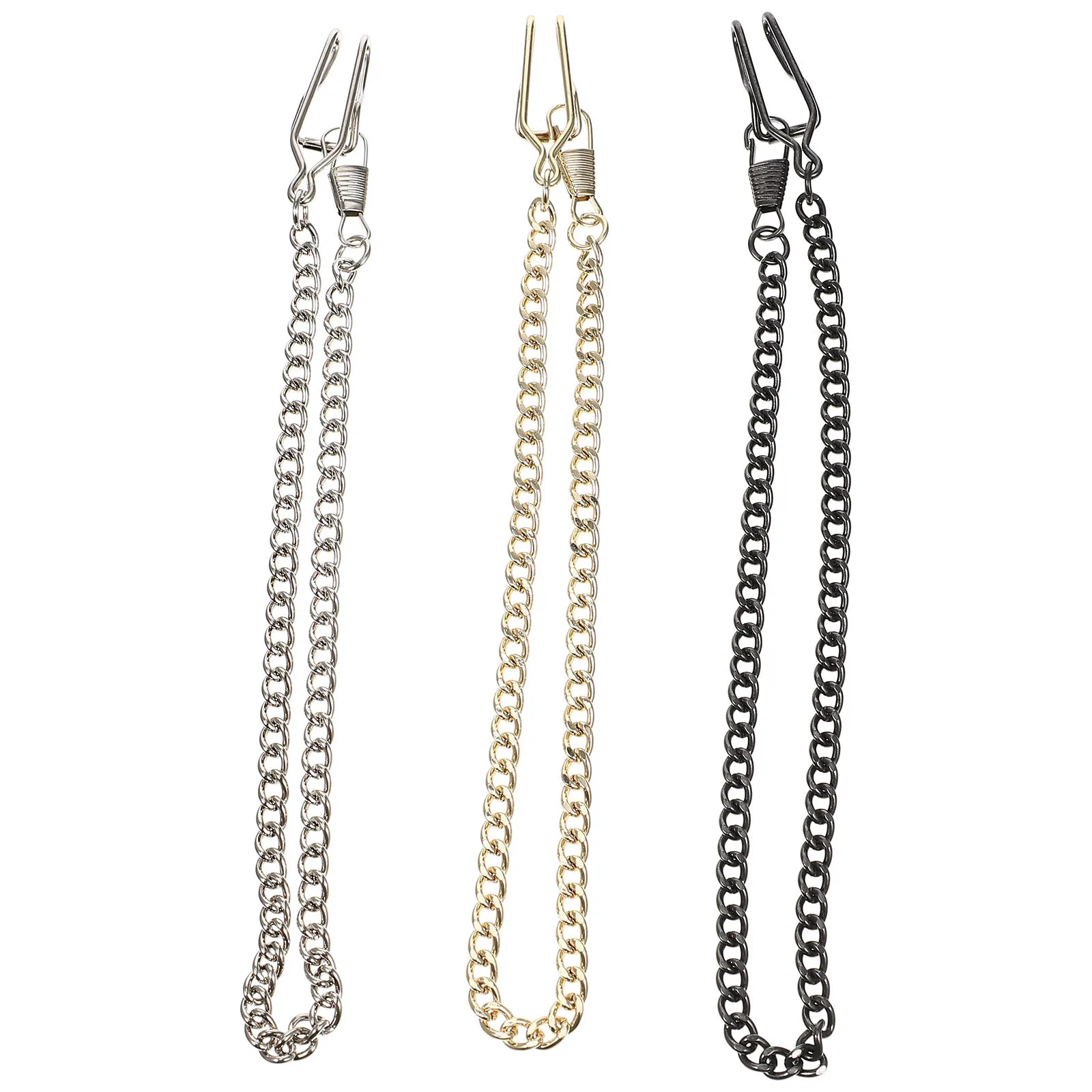 3pcs 포켓 시계 체인 세트 프리미엄 메탈 빈티지 스타일 장식 체인 남성용 철제 액세서리