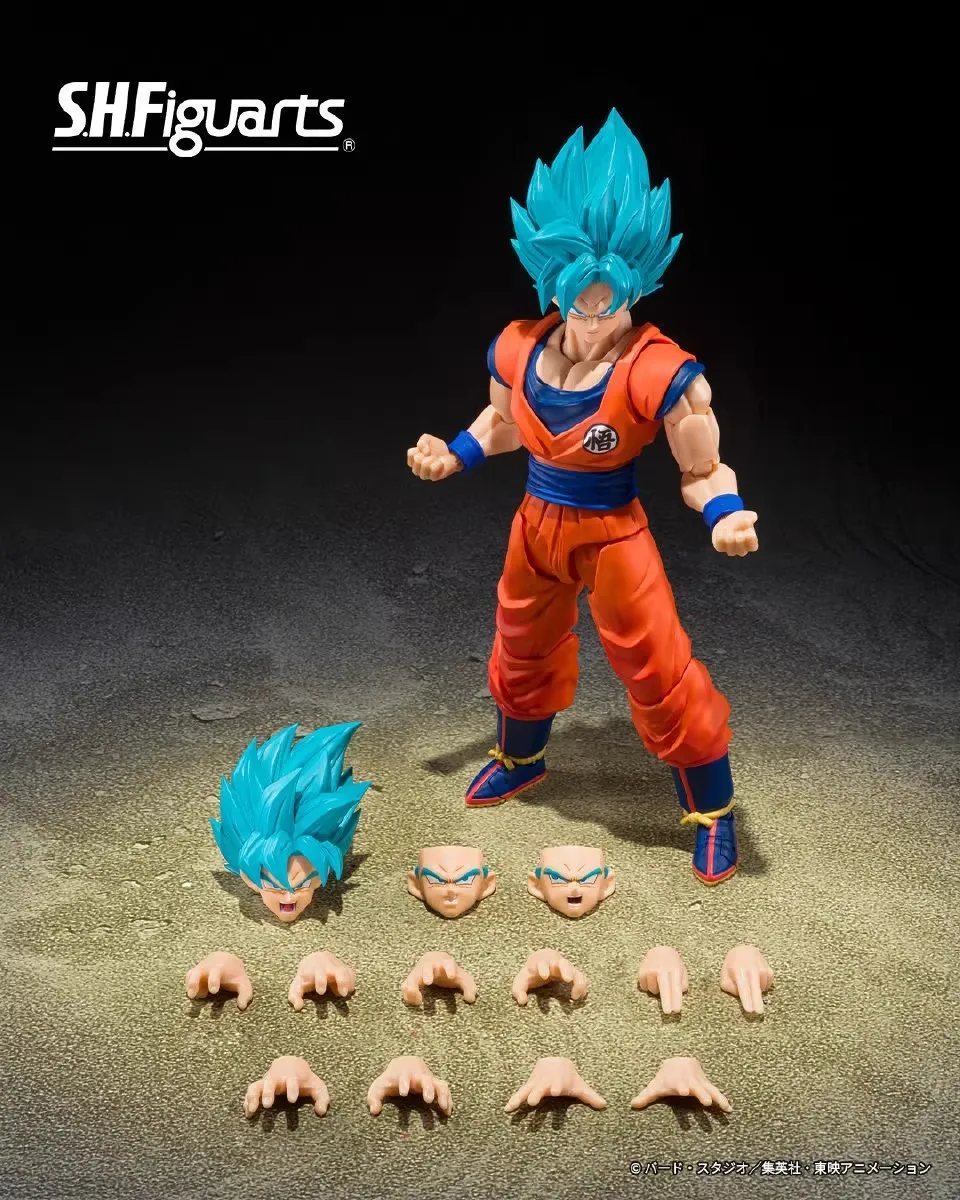

Original Bandai SH Figuarts Dragon Ball Z SHF Son Goku 3.0 Action Figures Blue Hair Anime Model Toys Collection Gifts