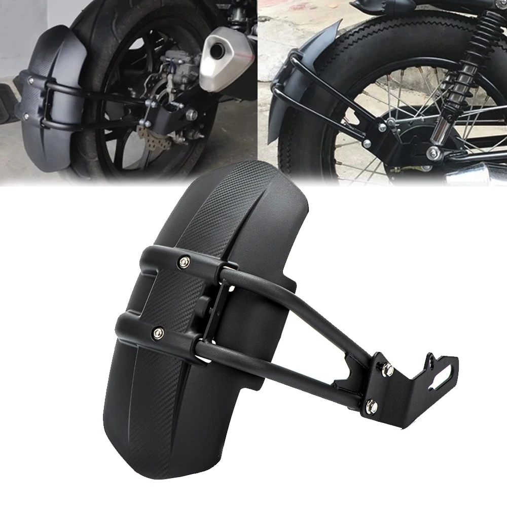 

Черное крыло мотоцикла с адаптерным кронштейном, универсальное заднее крыло для Yamaha Honda Kawasaki, 12-18 дюймов, шины, брызговик