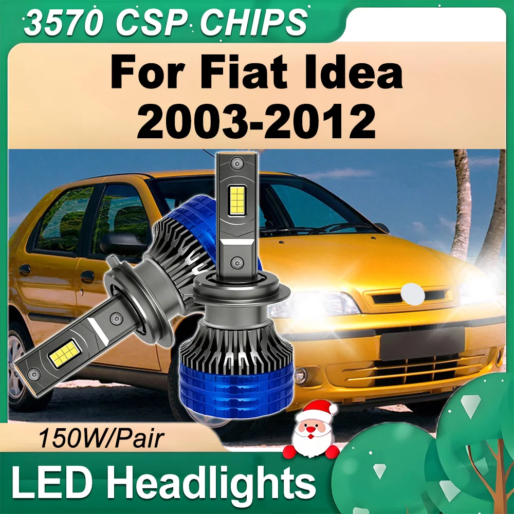 

2PCS Plug and Play LED Headlights 6000K White Super Bright Front Headlamps 20000LM High Power 12V 24V For Fiat Idea 2003-2012