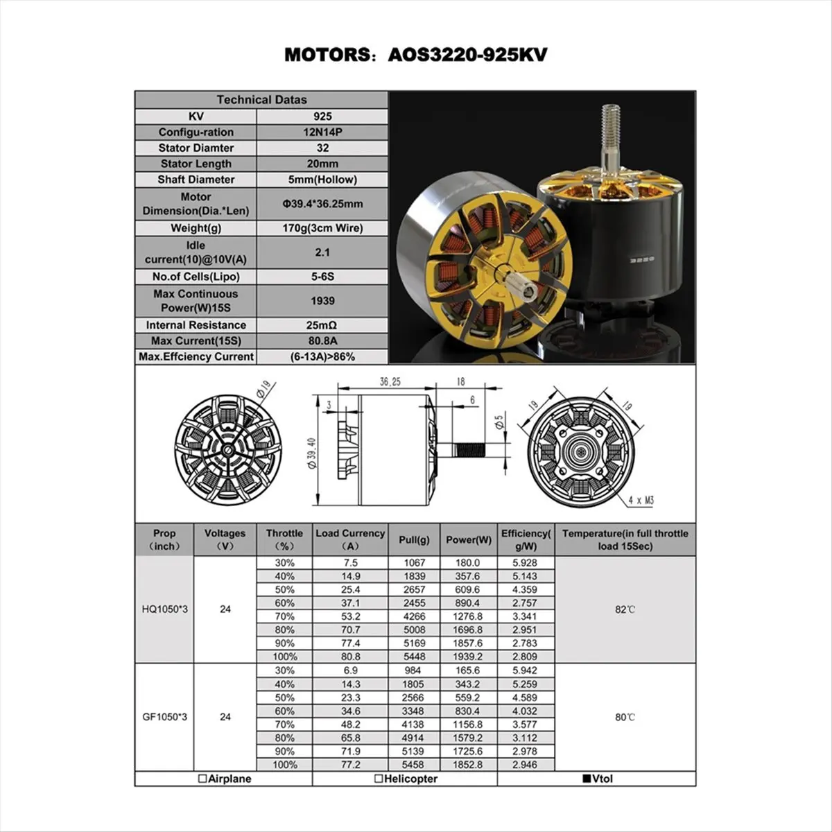 Motor Brushless ABUQ NEW Untuk AOS Supernova 3220 925KV 5-6S Poros 5mm Motor Drone untuk Drone FPV 10 Inci Balap Drone Beban Berat