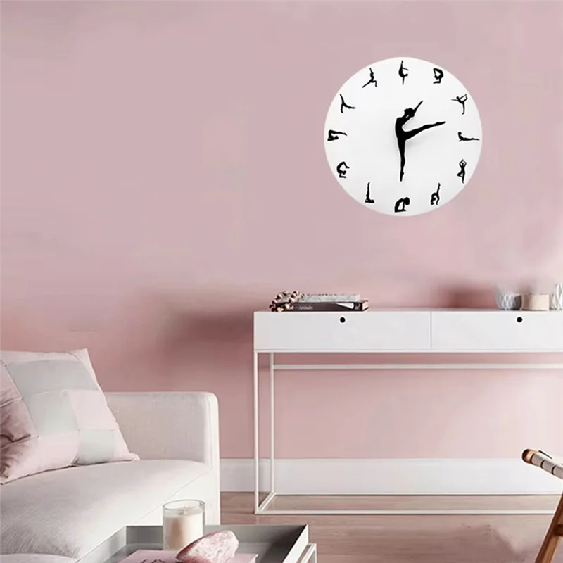 -A14E ساعة حائط ساحرة لراقصة اليوجا، ديكور غرفة الطفل، ساعة حائط حديثة، ساعة تزيين ممثل الحائط الراقص
