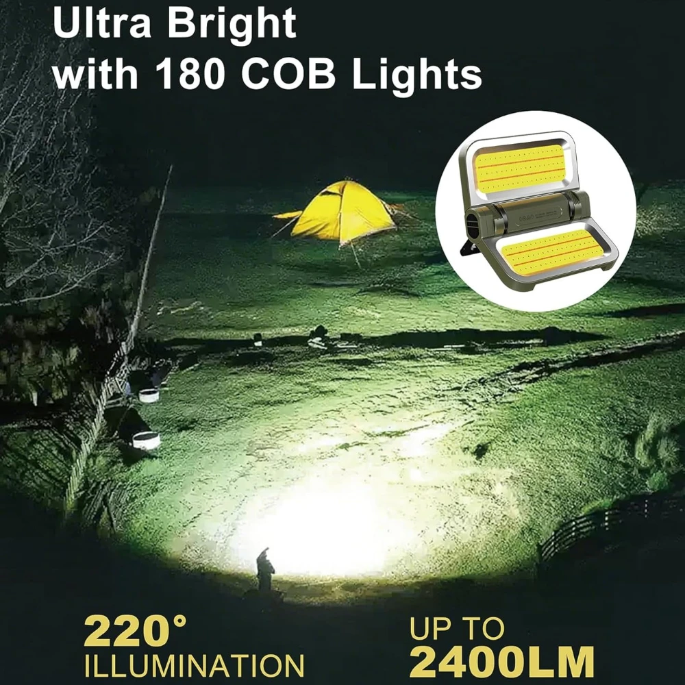 2400LM Solar Lade Tragbare Magnetische Arbeit Licht High Power Faltbare Camping Laterne Im Freien Wasserdichte Dimmen Notfall Lampe