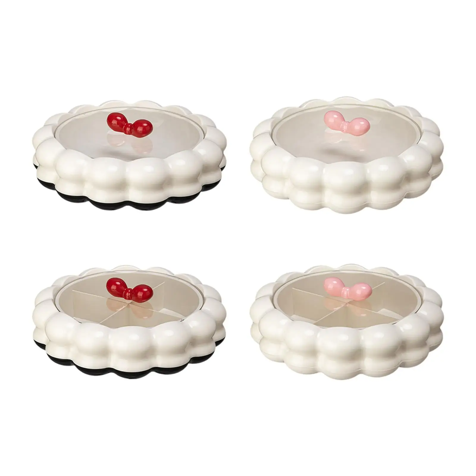 Round Serving Tray with Lid PP Material Cute Snack Plate Sweets Organizer for Buffet and Entertaining