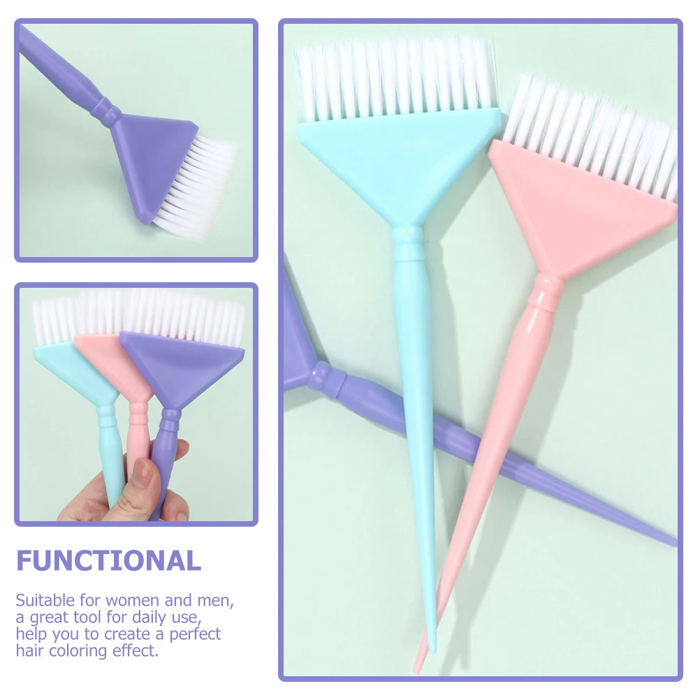 

3pcs Hair Dye Brush Set Professional Fine Craftsmanship Even Application For Hair Coloring Bleaching Salon Home Use