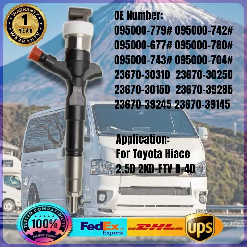 

095000-7800 23670-39285 23670-30150 095000-779# 23670-39245 Fuel Injector for Toyota Hilux Hiace 2.5 D 2KD-FTV D-4D Engine