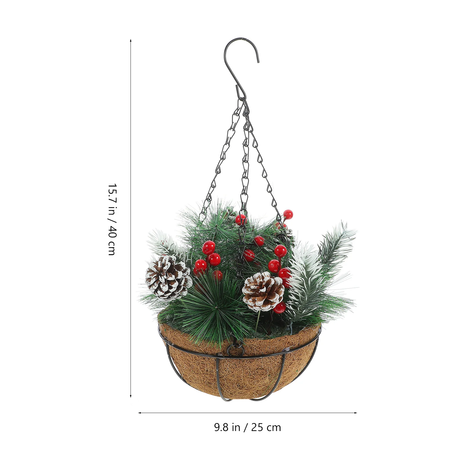 

1Pcs Christmas Flower Basket Hanging Decor Realistic Xmas Pendant Outdoor Festival Ornament Seasonal Scene Decoration