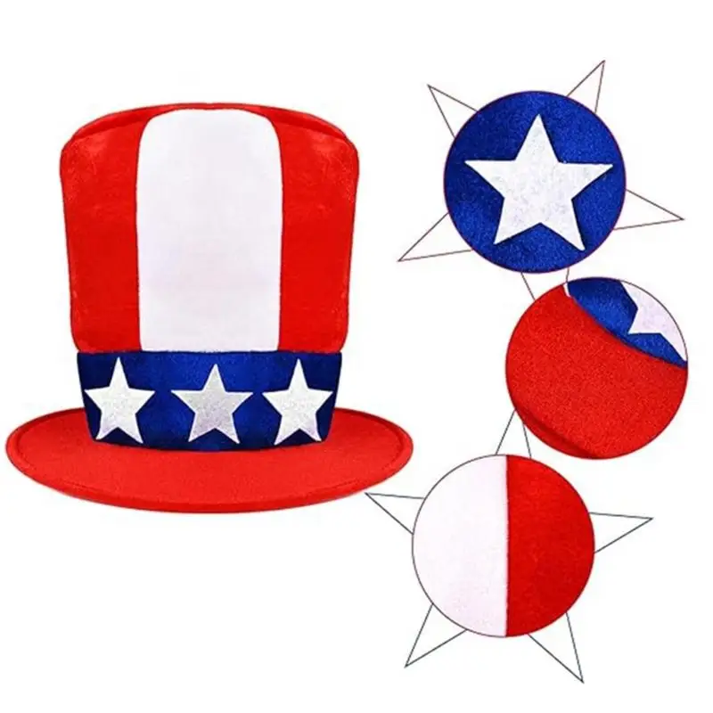 39BD erwachsene Männer Onkel patriotisch Kostümzubehör mit Hutbärchen Bowtie Perücke und Geldbag Independence Day Party Outfits