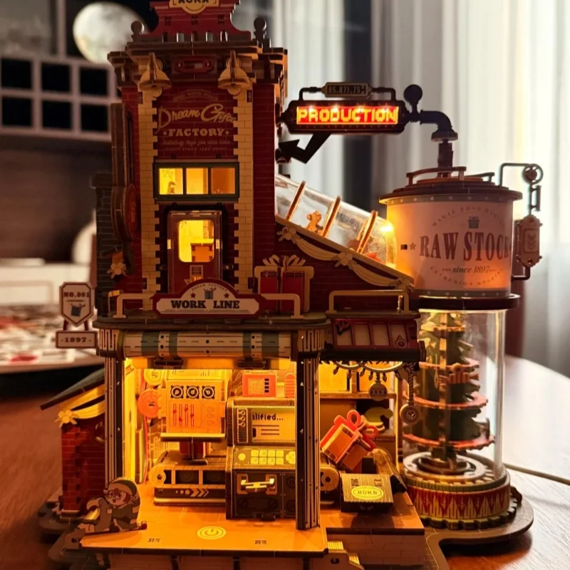 لتقوم بها بنفسك صندوق تشغيل الموسيقى الخشبي عيد الميلاد حلم هدية مصنع ثلاثية الأبعاد الألغاز الخشبية نموذج أطقم بناء أفضل الهدايا للأطفال البالغين هدية الكريسماس #1