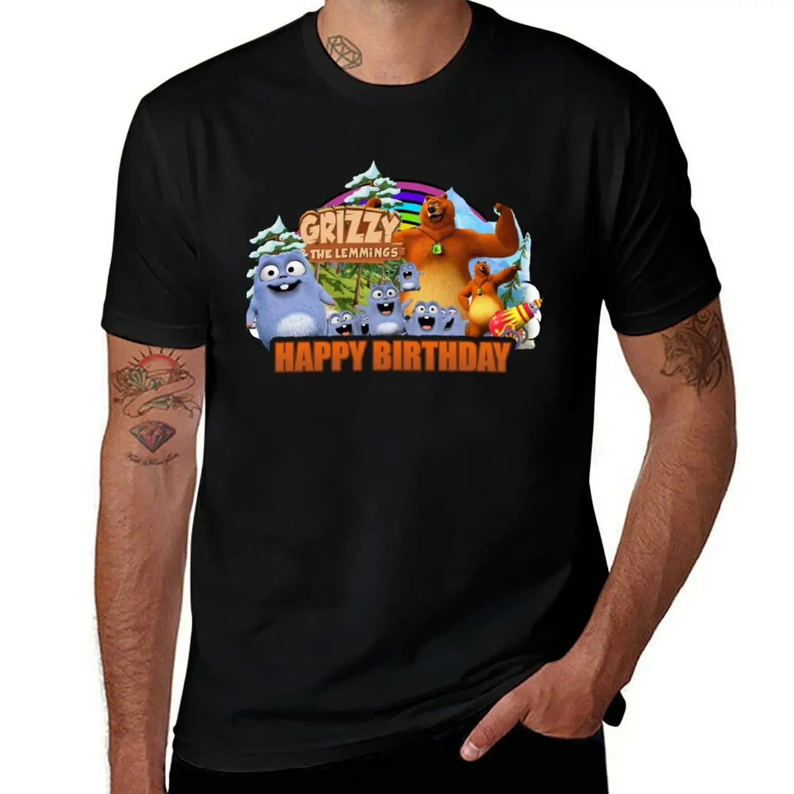 

Mens My Favorite Grizzy And Lemmings Funny Kids Gift Cartoon Gifts Music Fans T-Shirt shirts graphic customizeds Men's t shirts