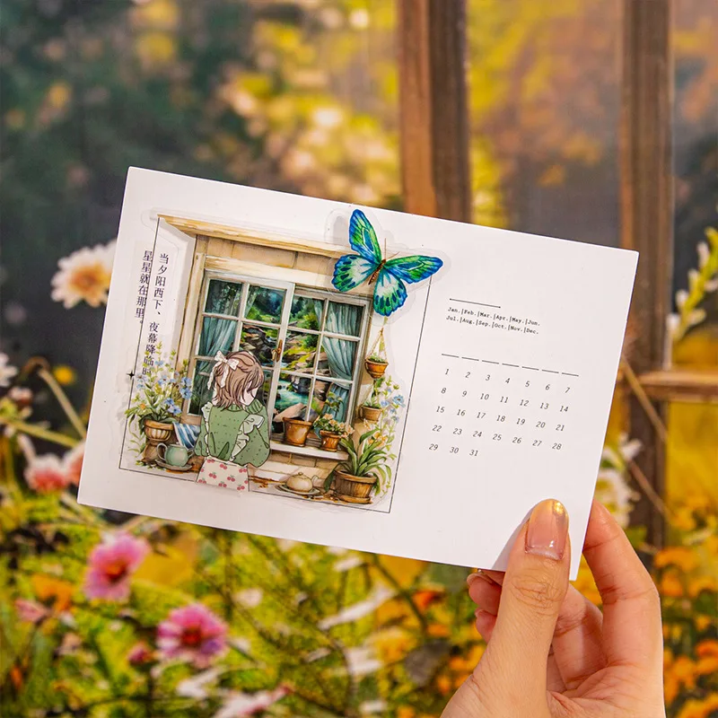 10pcs Kawaii Stationery Stickers Four Seasons Window View Sticker book Diary Decorative Mobile Stickers Scrapbooking Stickers
