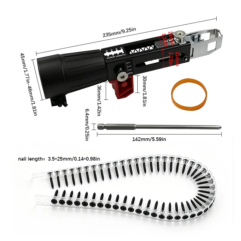 Automatische kettingspijkerpistool Adapter Schroefpistool voor elektrische boormachine Houtbewerkingsgereedschap Draadloze boormachine-opzetstuk