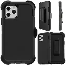 3 In 1 Armor Military Level Cover For Apple iPhone 11 13 Pro Max 12 Mini 15 7 8 14 Plus XR Se Black Belt Clip Fits Defender Case