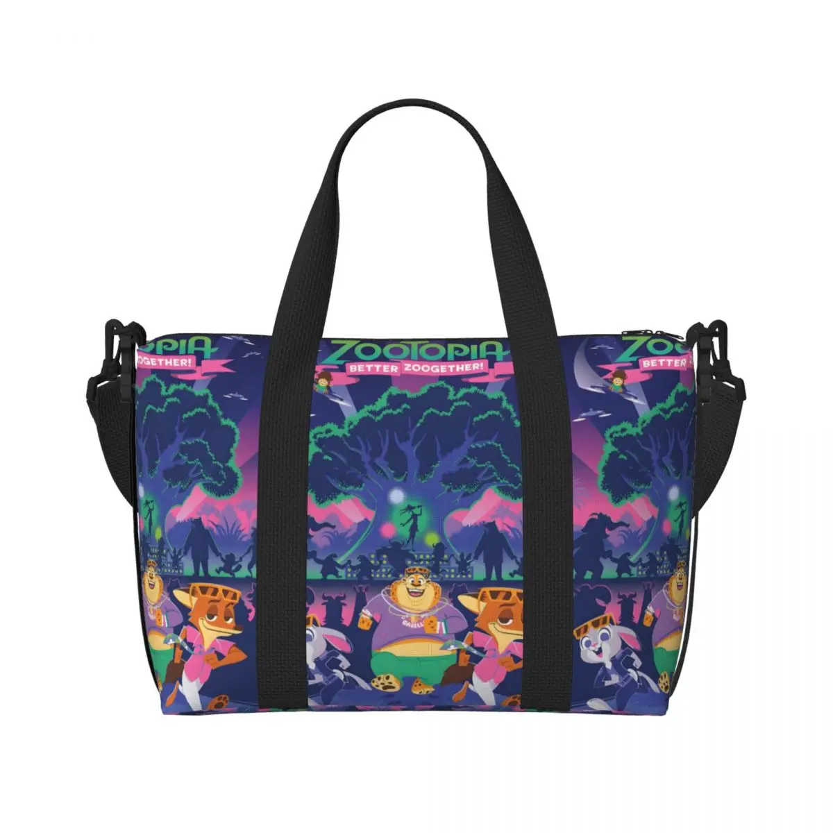 

Custom Zootopia Classical Anime Beach Tote Bag Women Cartoon Movie Big Compartment Beach Gym Travel Bags
