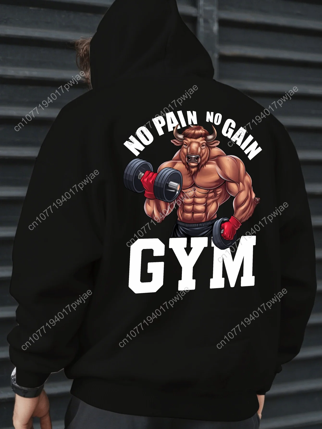 Sweat à capuche pour hommes, sans douleur, sans GAIN GYM, nouveau style de rue cool, imprimé sur le dos, hauts de style gratuit pour automne et hiver, caillot