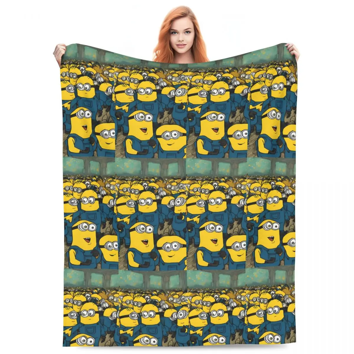 مخلوقات صفراء لطيفة وغريبة تجاهز للعمل بطانيات من الفلانيل بطانية رمي ناعمة مفرش سرير مبتكر غطاء سرير للأريكة