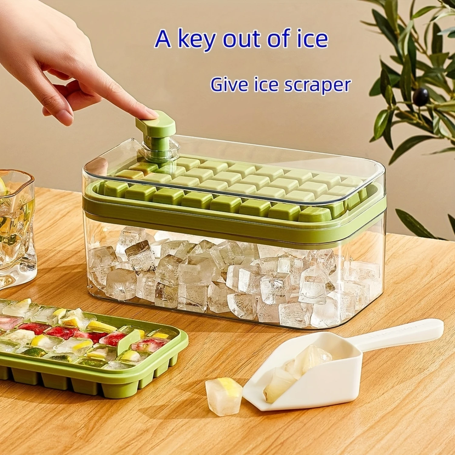 1pc, Multifunctional Ice Cube Tray with Ice Shovel and Removable Lid - Stackable Freezer Ice Cube Trays for Chocolate, Cocktails