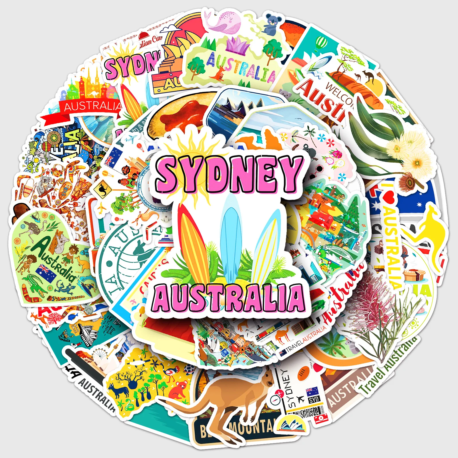 50pc Australian series Cartoon Cute Graffiti Stickers Suitcase Laptop Guitar Skateboard Personalized Decoration Stickers