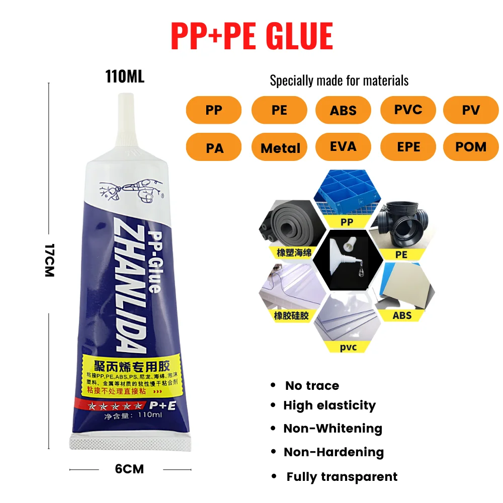 Zhanlida 110ML Polypropylene PP Glue PE EVA POM PU Plastic Leather Waterproof Soft Glue Strong PVC Glue