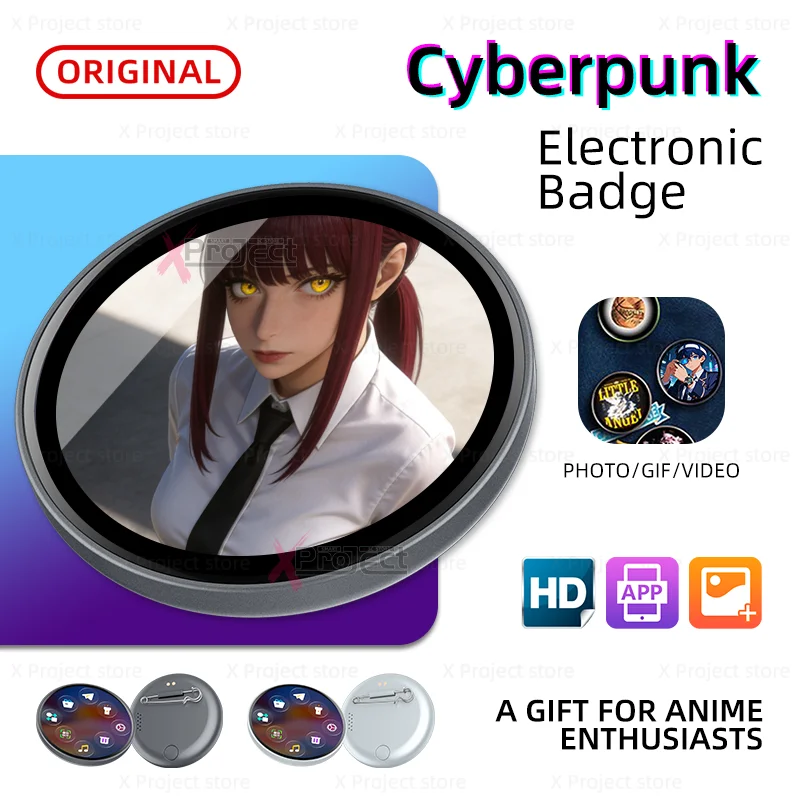 Insignia electrónica periférica de Anime para motosierra hombre Makima pantalla táctil 1,85 pulgadas seguidores Club Fans Otaku niños regalos de navidad