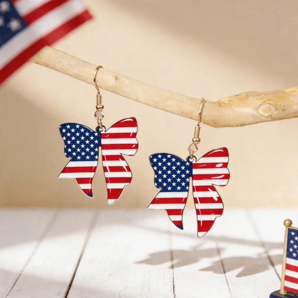 

4th of July Independence Day Patriotic Earring for Women American Flag Dangle Earrings Patriotic Red White Blue USA Earring Gift