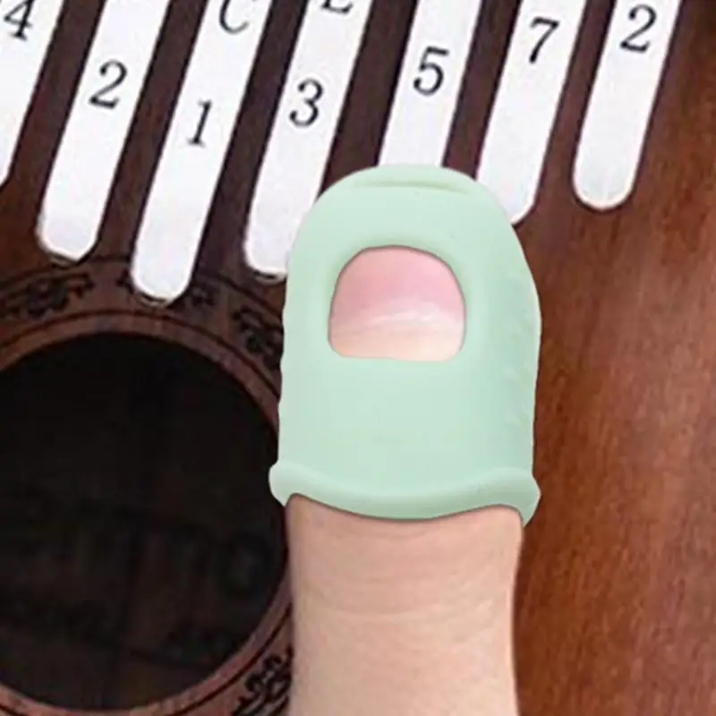 Respirável Kalimba Finger Protector, Silicone Guitar Protector, Fit para Bandolim Ukulele Costura Bordado