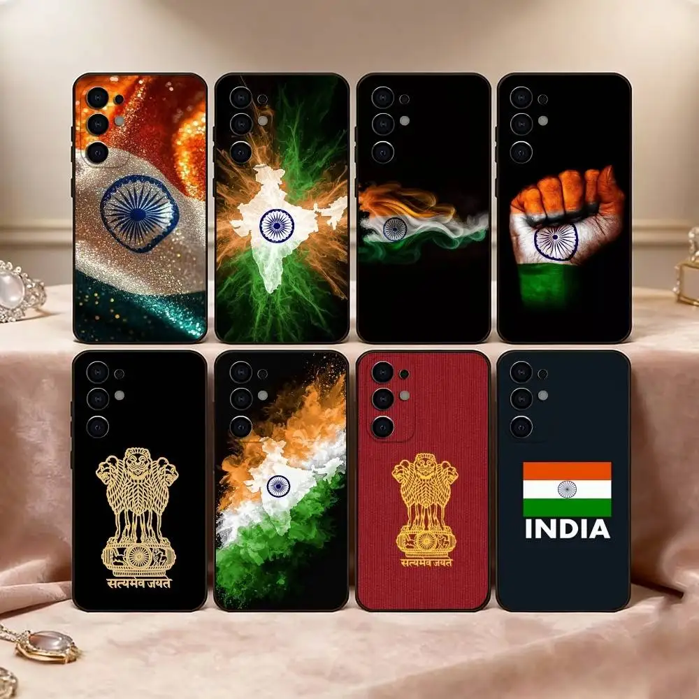 I-Indian N-National Emble Flag Phone Case For Samsung S25,S24,S21,S22,S23,S30,Ultra,S20,Plus,Fe,Lite,Note,10,Black Cover