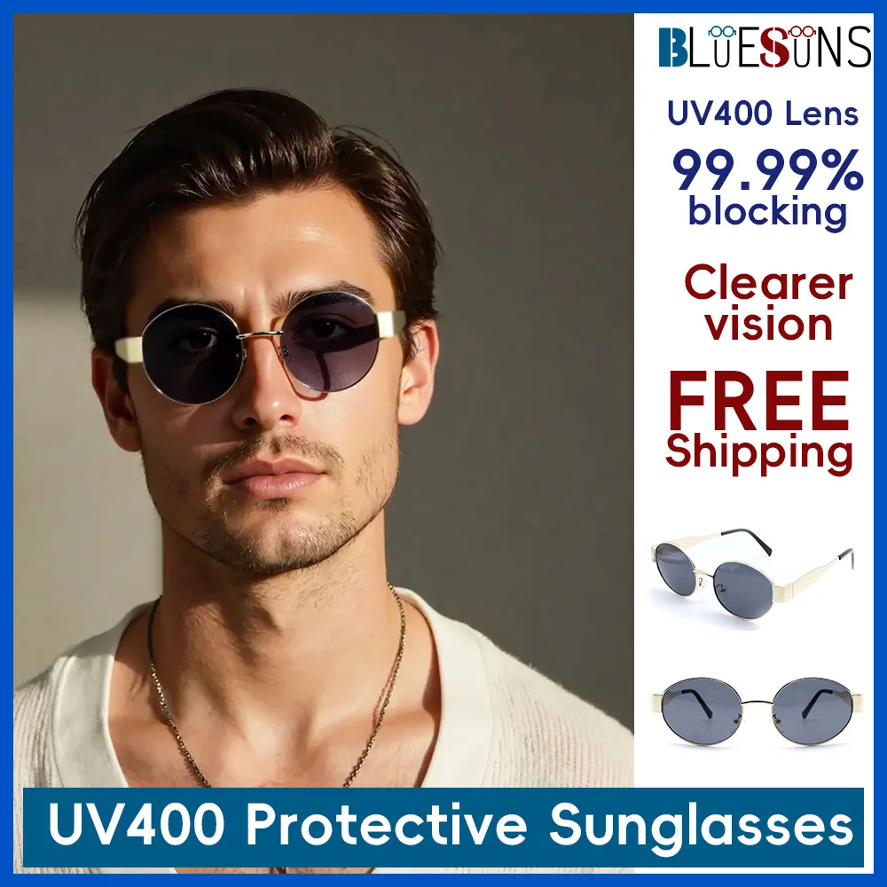 

Metal retro sunglasses with hip-hop style UV400 lenses suitable for fashionable pairing at travel parties