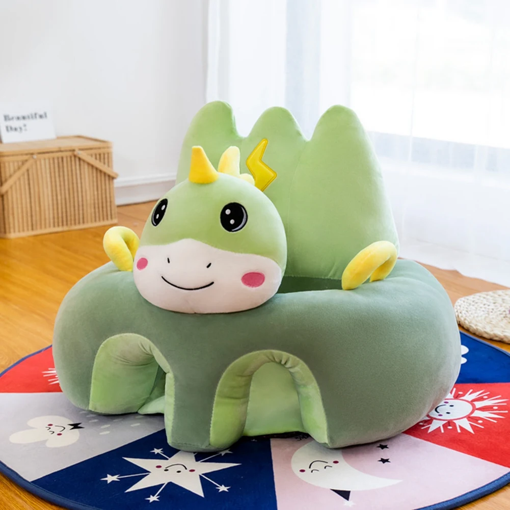 Baby Sofa Support Chair Soft Plush Cartoon Animal Baby Sitting Chair Learning Sitting Seat Blue