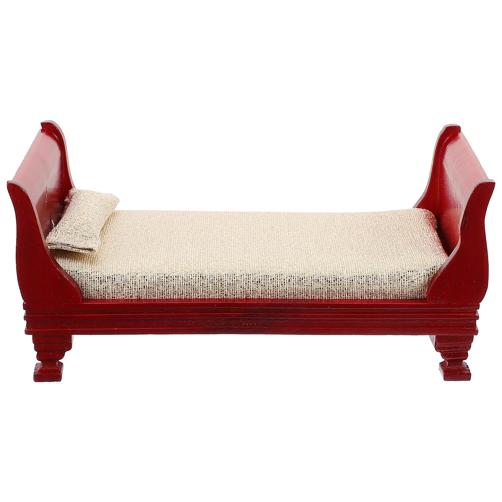 Furniture Model Mini Adornment Kids Toys Miniature House Decoration Ornament Wooden Single Bed Interior