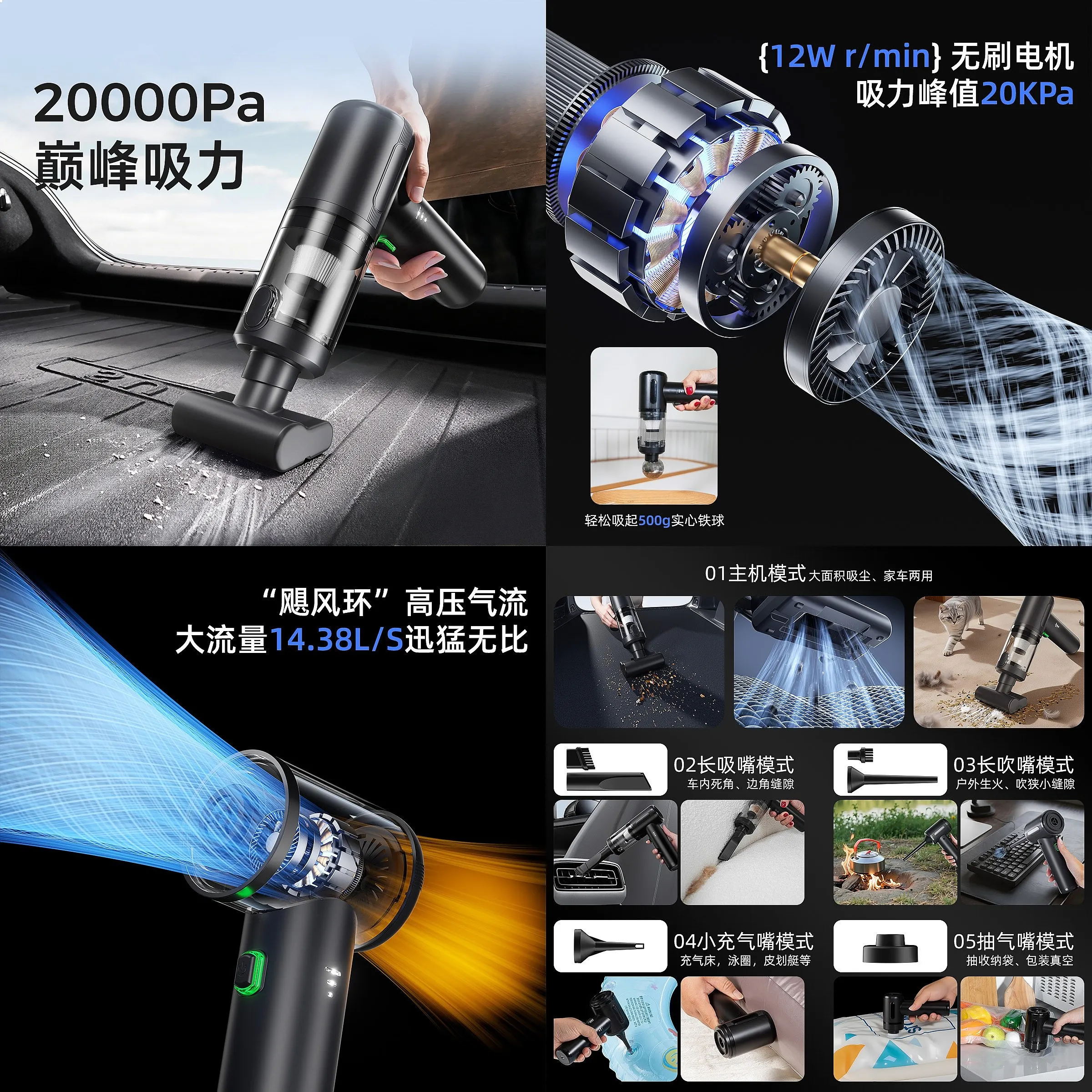 

Car Wireless Handheld Vacuum Cleaner 2 in 1 Blowing Strong Suction Portable
