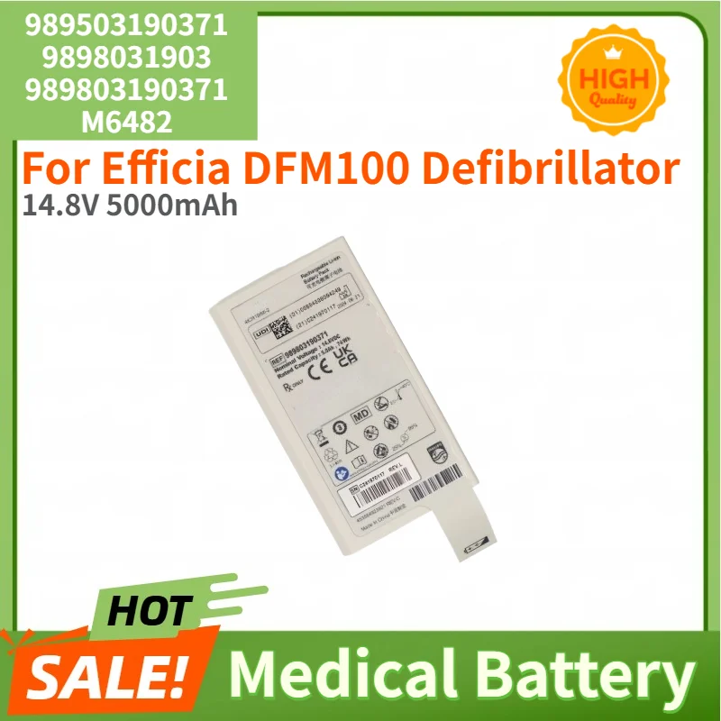 

100% New 989503190371 9898031903 989803190371 M6482 High Quality Medical Battery 14.8V 5000mAh For Efficia DFM100 Defibrillator