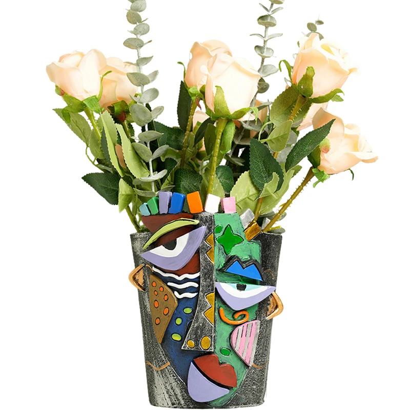 

Смоляные горшки для растений, креативный цветочный горшок, абстрактное хрустящее лицо, ваза для цветов, украшения, домашний декор, гостиная, рабочий стол, двор, балкон