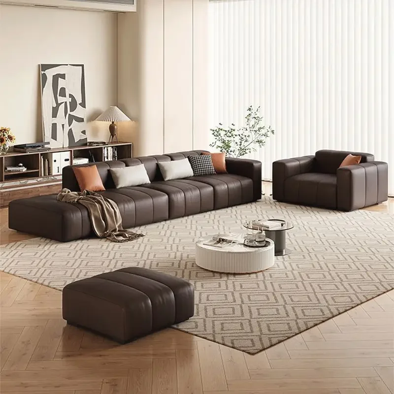 Italian minimalist leather sofa