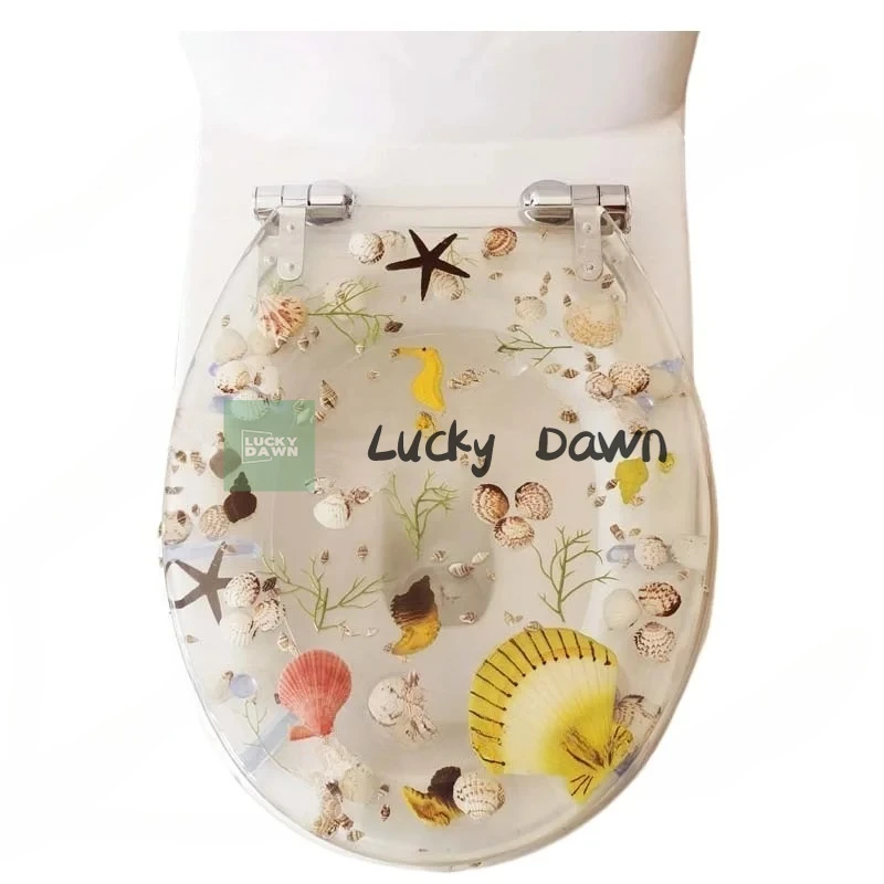 

Resin toilet cover, universal for old-fashioned toilets, OUV stainless steel, transparent color shells