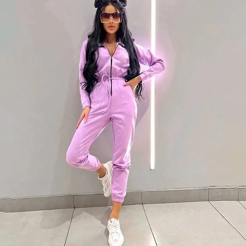 2024 Sporty Casual Women's Jumpsuit Set Drawstring Trousers Hooded Cross-Border Hot Sale for eBay Low Waist Long Pants Polyester