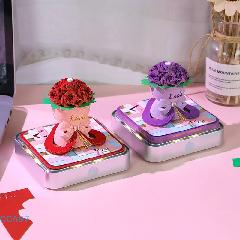 

【A】Time Piece Calendar 2026 Desk Calendar With LED Light 3D Tear-away Calendar Paper Carving Art Memo Pad Notepad Gift Christmas