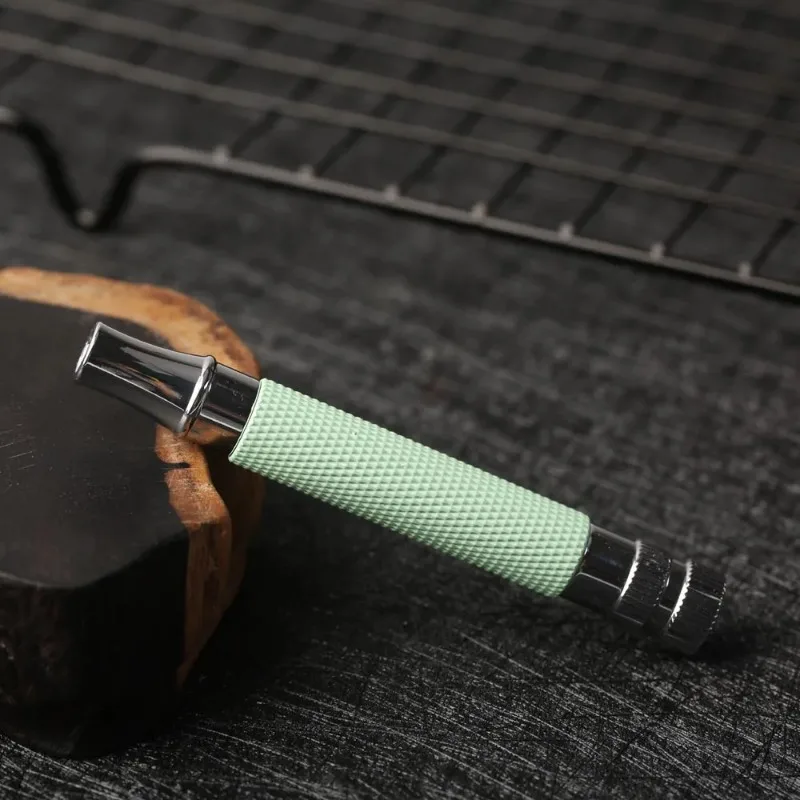 YAQI Новая фисташково-зеленая хромированная латунная безопасная ручка для бритвы для мужчин, сменная ручка для путешествий, модная ручка высокого качества