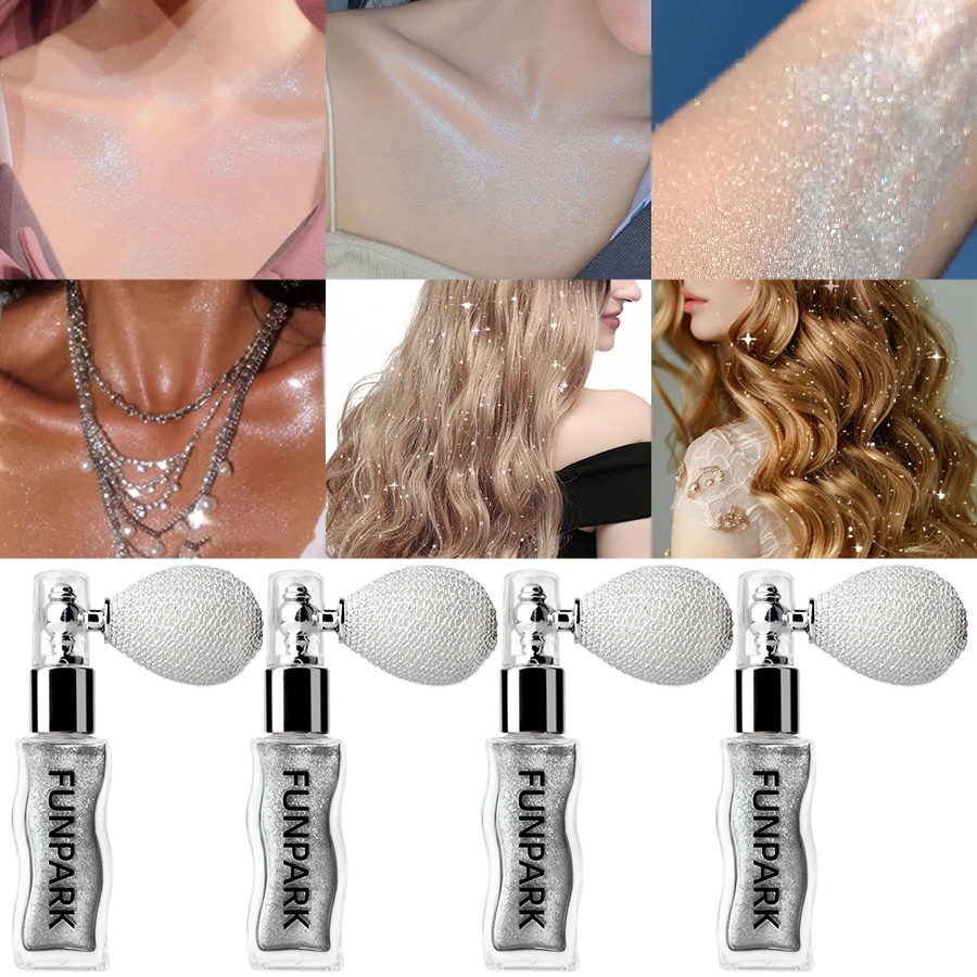 4 Colors 1PC Highlighter Powder Brightens The Whole Body Sparking Face Makeup Lasting Pearlescent White Brown Silver Cosmetics