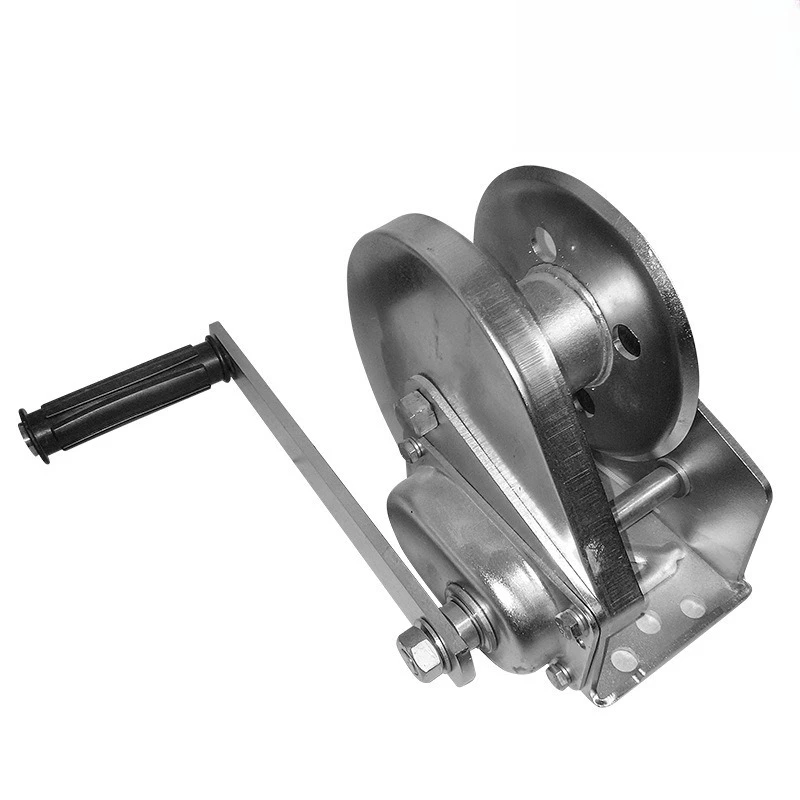 Marine Cargo Lifting Hand Crank Winch 304 Stainless Steel Bidirectional Self Lock 1200LB Optional Gear Auto Manual Brake