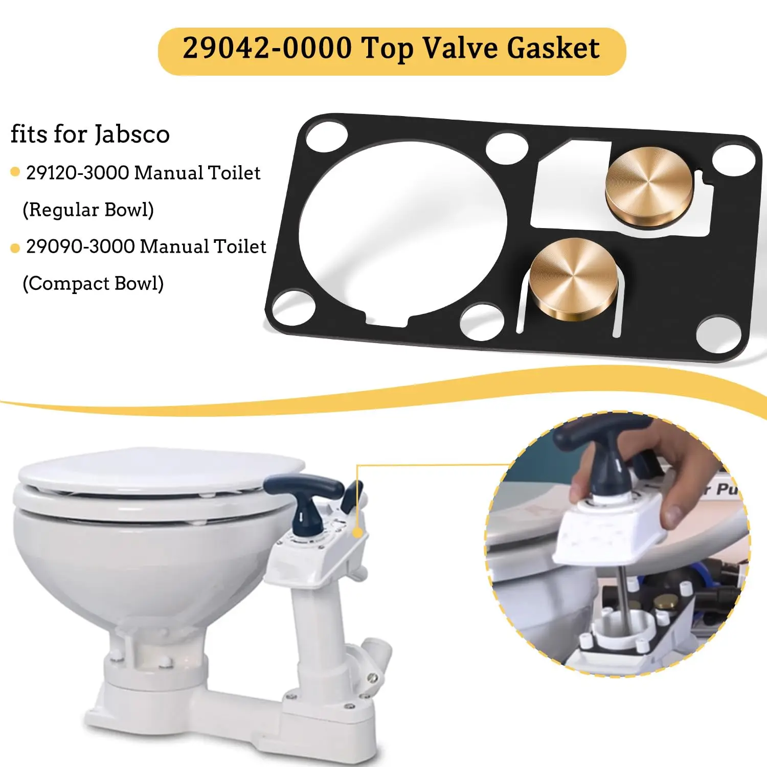 TML Replacement for Jabsco 29042-0000 Manual Toilet Spare Parts (2008 and Later) Top Valve Gasket for boats and marine vessels