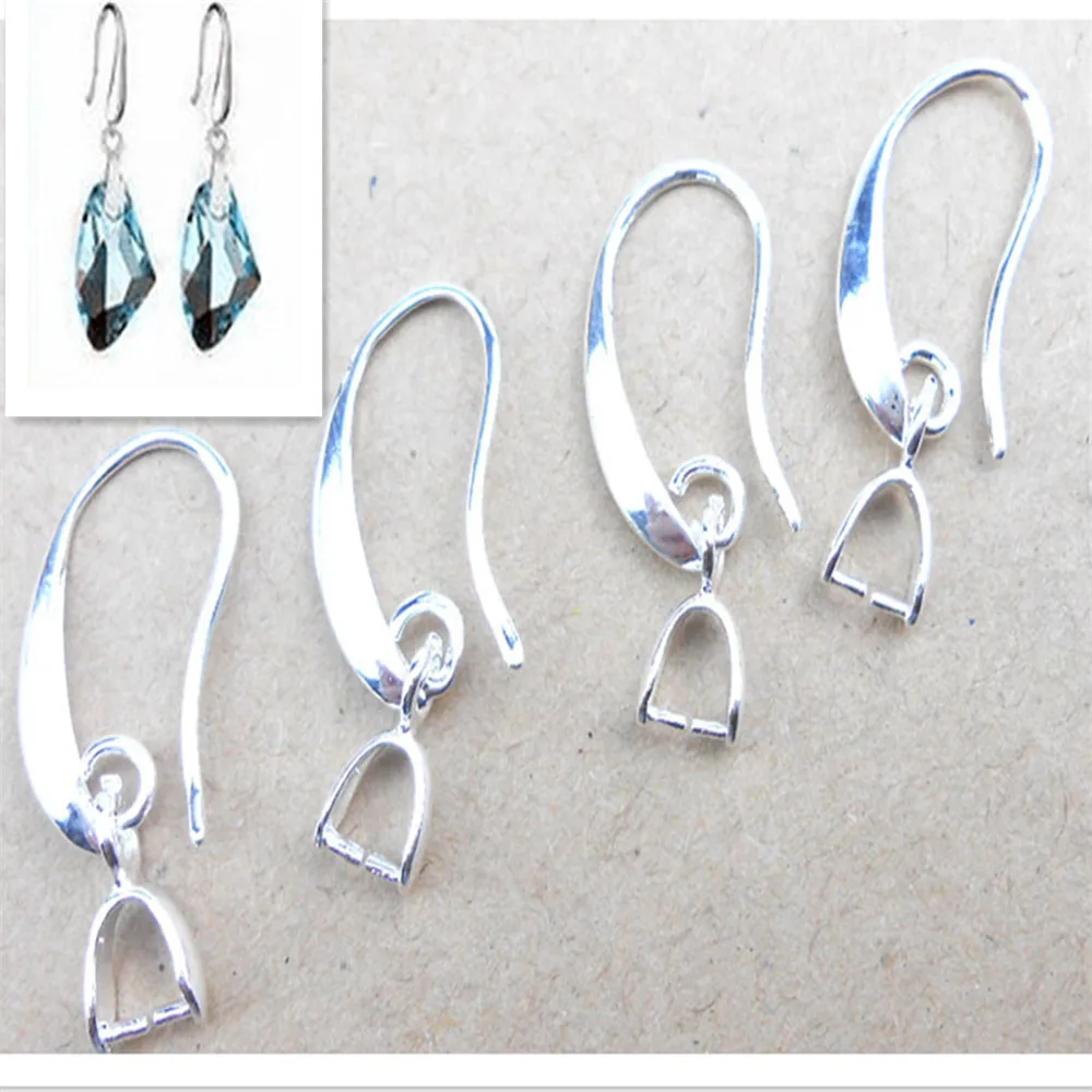 10-100PC Wholesale Lot 925 Silver Color Jewelry Findings 925 Sterling Silver Color Earring Pinch Hooks Earwire For Crystal Pearl