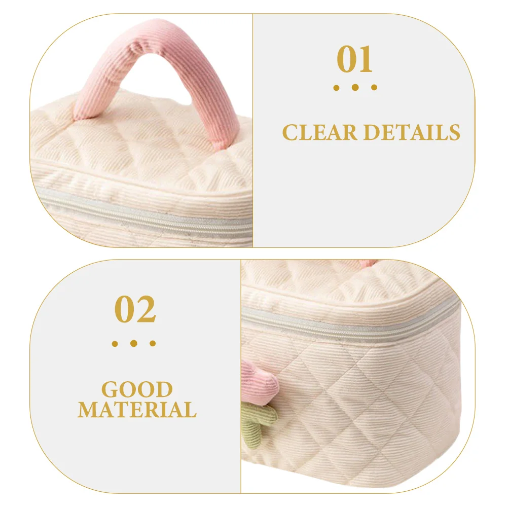 

2pcs Makeup Organizer Bag Pouch Skincare Storage Corduroy Travel Bag Compartments Lightweight Portable Beauty Case Nail