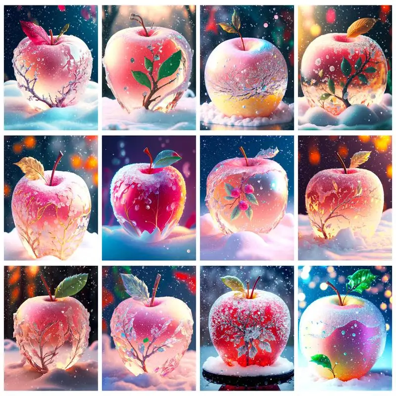 

CHENISTORY 40x50cm Paint By Numbers Handmade Ice Apples Coloring By Numbers Adults Crafts Picture Drawing Wall Art Unique Gift