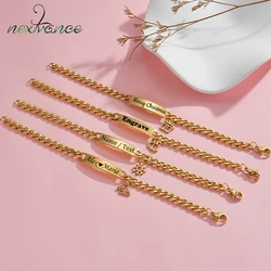 Nextvance Personalized Engraved Name Bracelet Gold Color For Women Stainless Steel Christmas Element Charm Festival Jewelry Gift