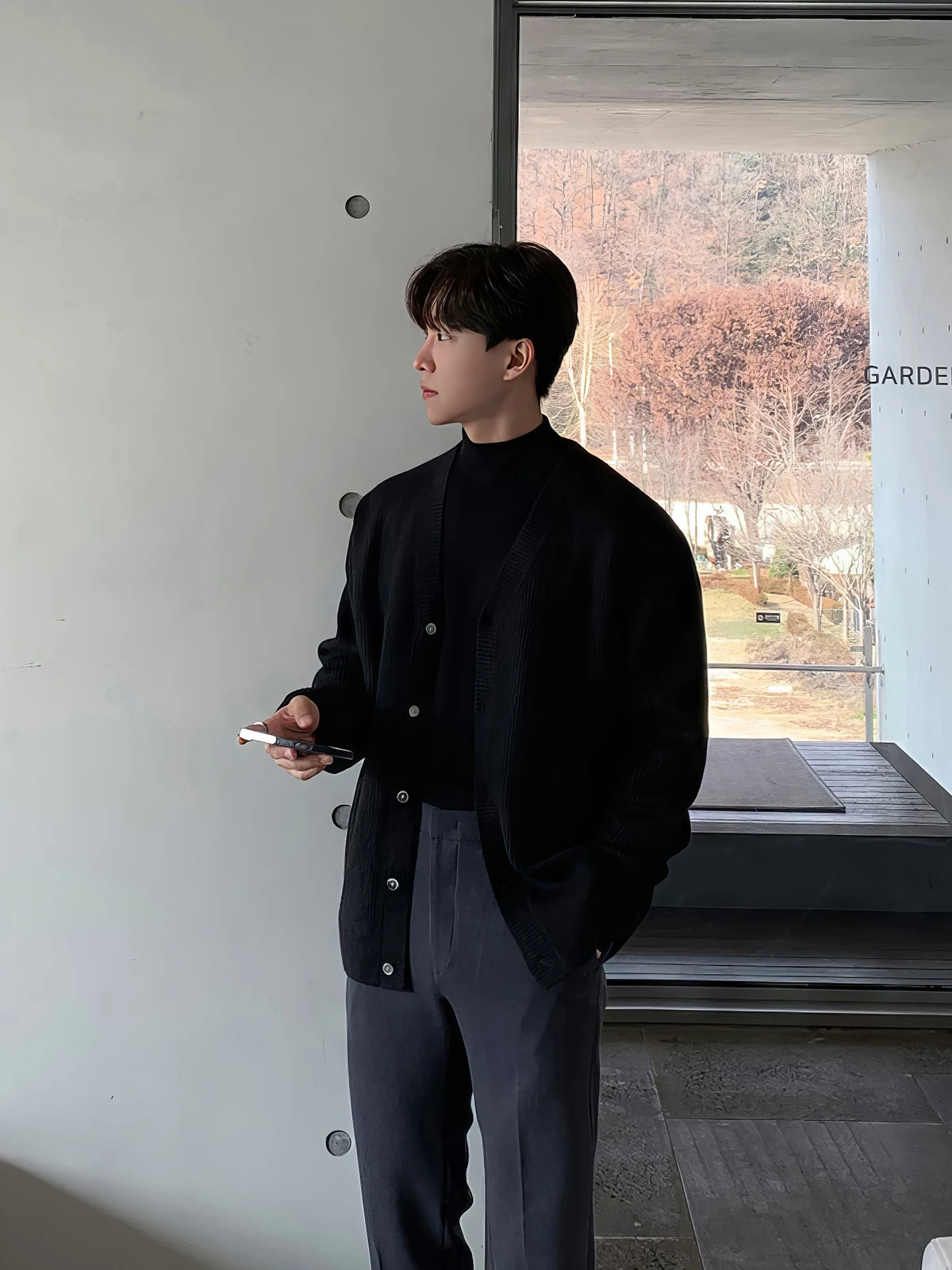 Maglione cardigan aperto V-Ne casual da uomo primavera autunno lungo Sve lavorato a maglia irt semplice abbinato capispalla per il tempo libero colore puro