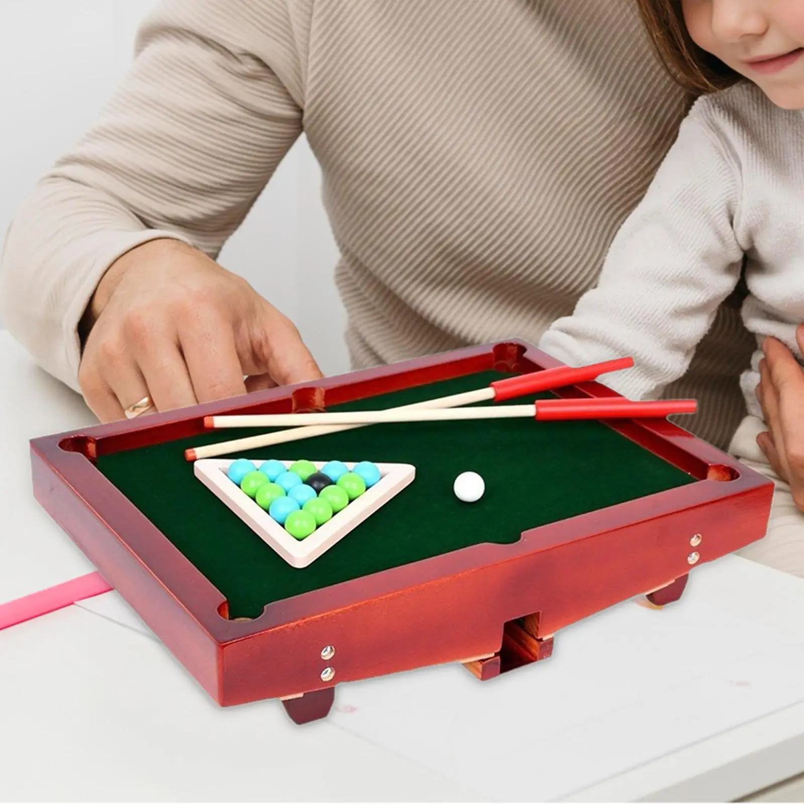 Pool Table Set Desktop Snooker Wood Leisure Kindergarten Household Nursery Mini Tabletop Billiards Game Toy for Children Kids